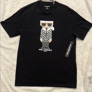 Karl Lagerfeld Black Graphic T-Shirt for Men